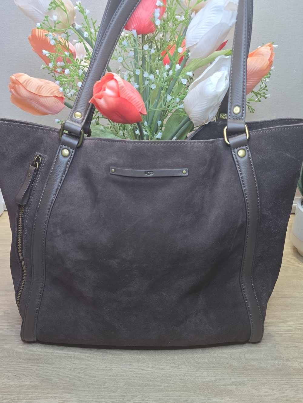 Ugg Classic Suede Tote Bag in Dark Brown - Women's Shoulder Bag